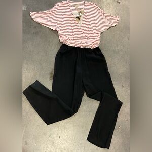 Striped Jumpsuit with Black Pants